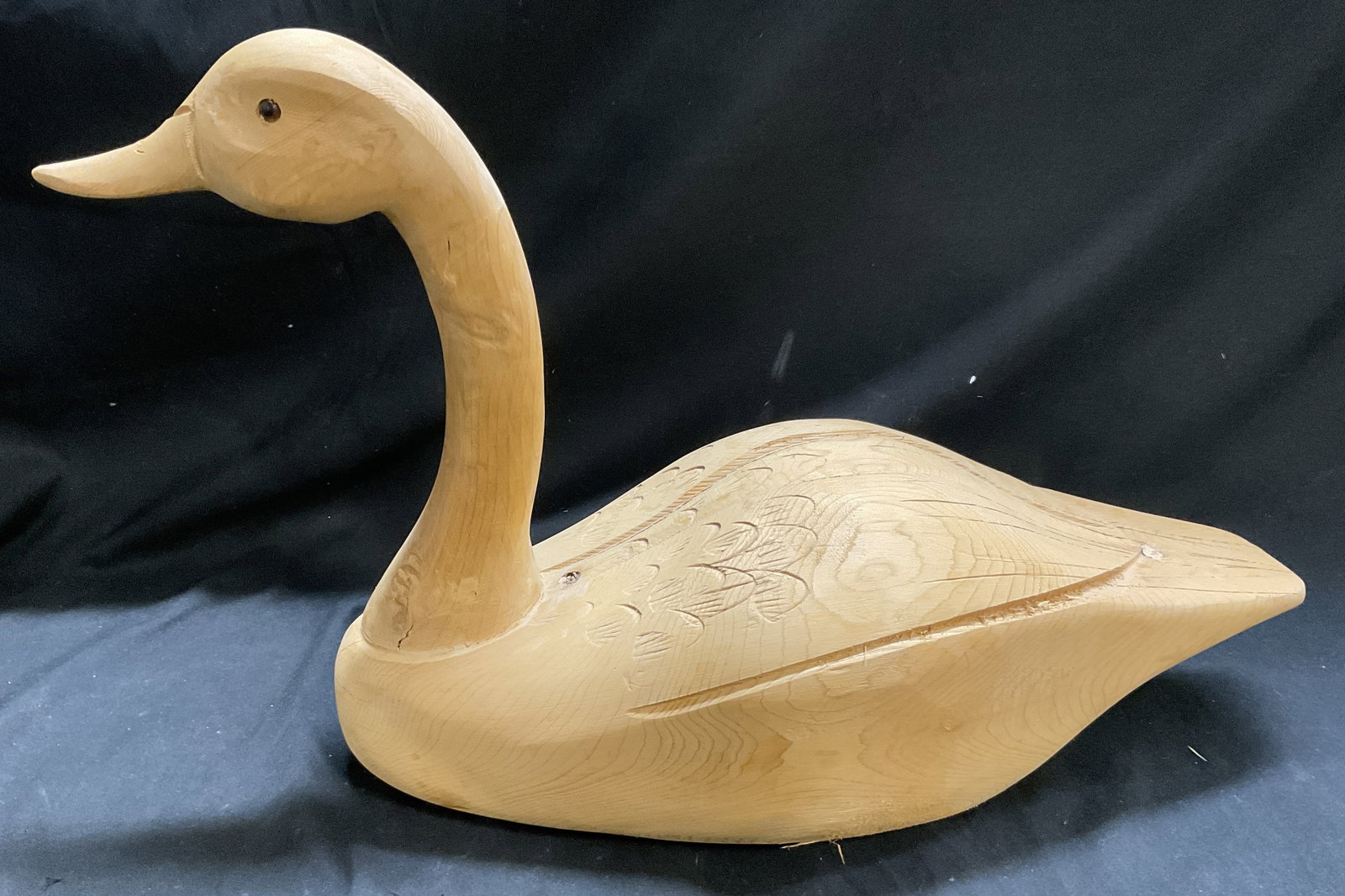 Hand-Carved Wooden Swan 12.5in Sculpture (1 of 12)