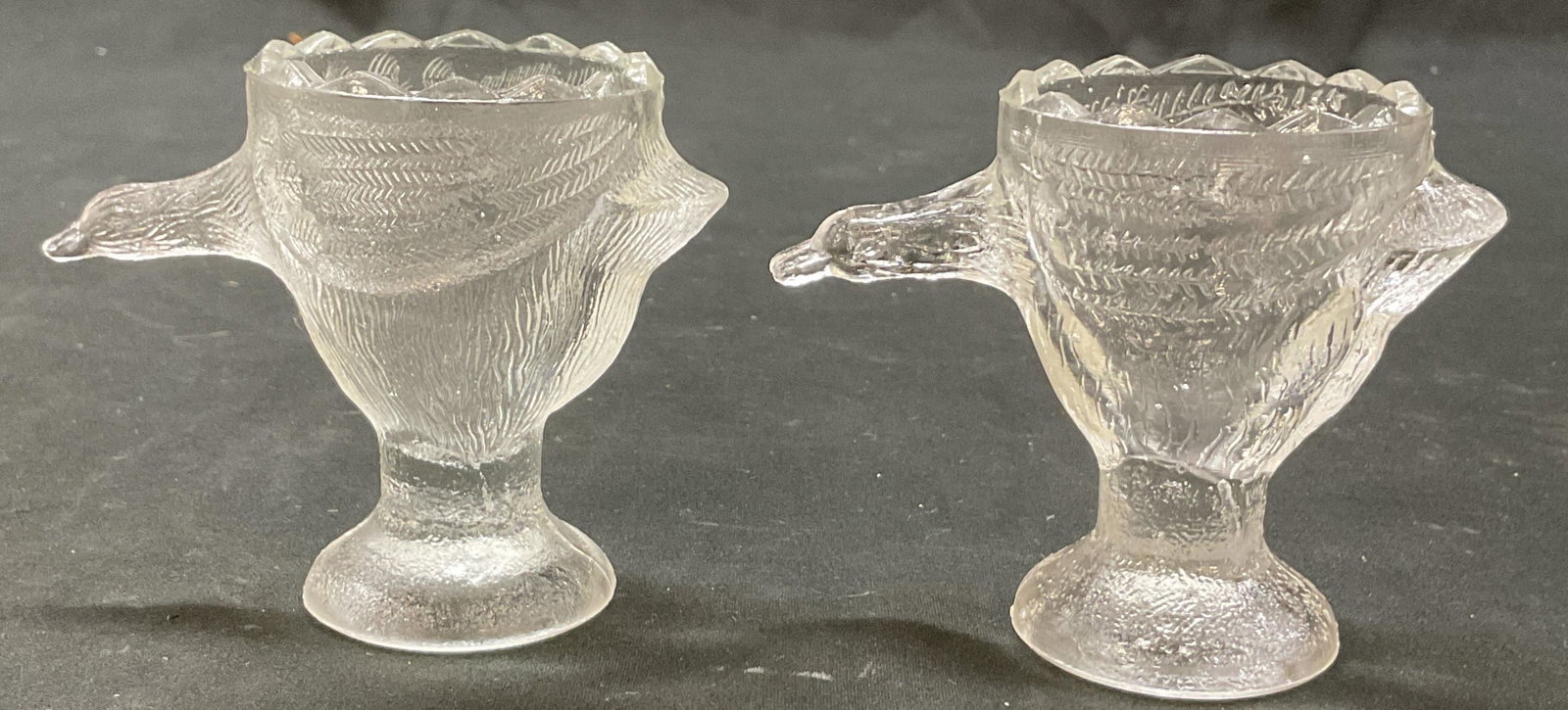 Pair Vintage Glass Flying Geese Egg Cups (1 of 7)