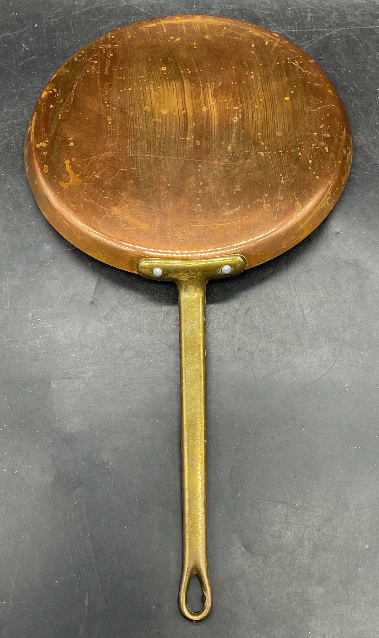 Vintage 9.5 inch Copper Pan with Brass Handle (1 of 6)