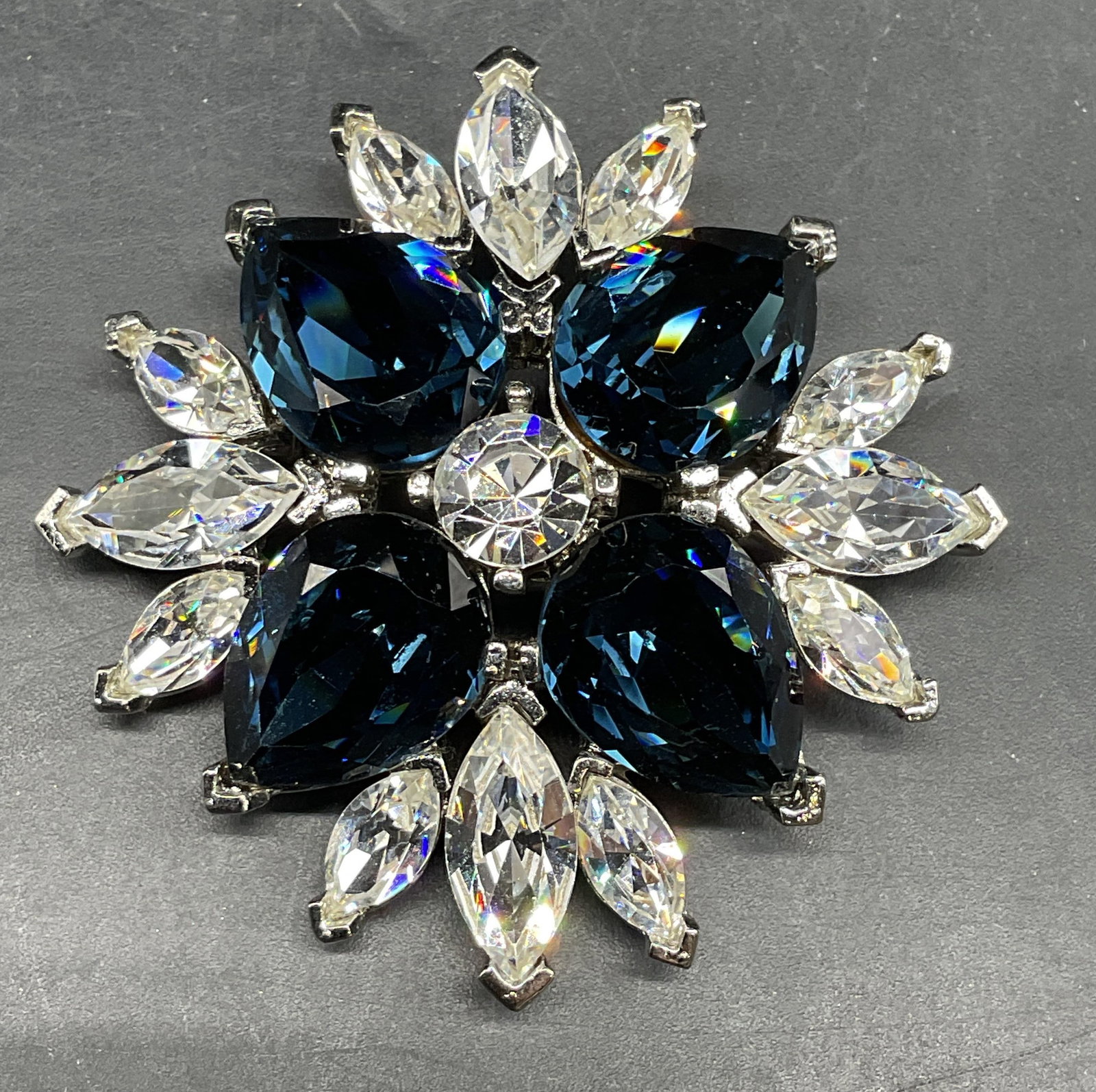Vintage Todd Anthony Blue Crystal Flower Brooch (1 of 6)
