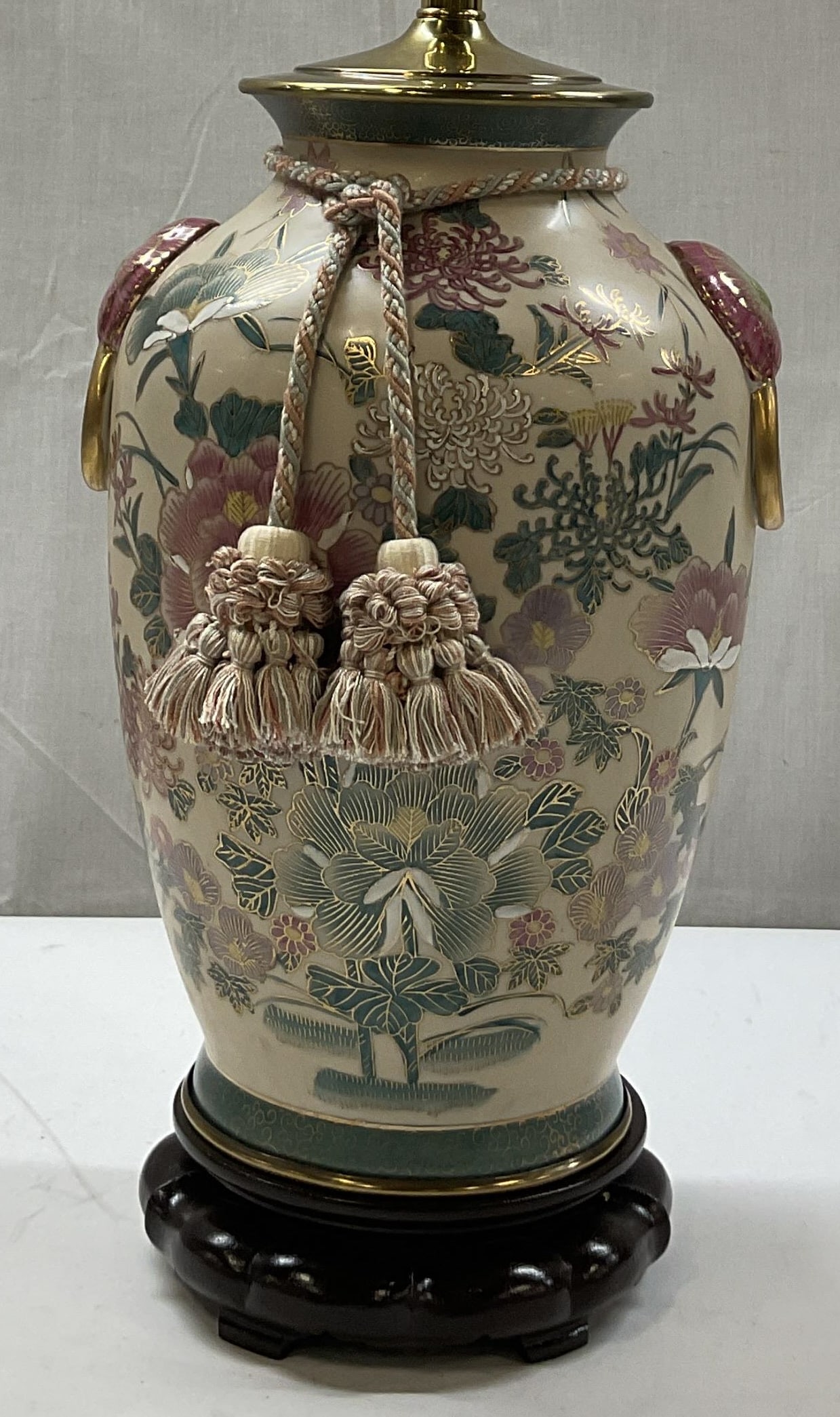 Vtg Chinoiserie Ceramic Ginger Jar Lamp 31in (1 of 11)