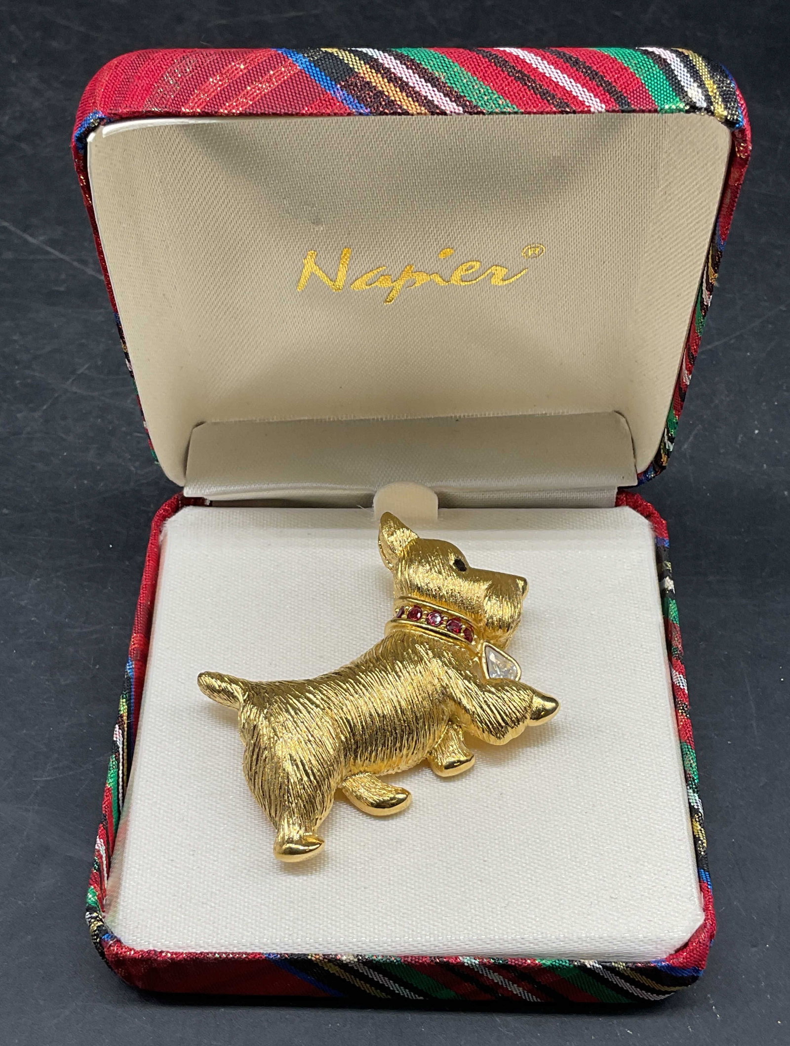 Vintage Napier Gold Tone Scottie Dog Brooch NIB (1 of 6)