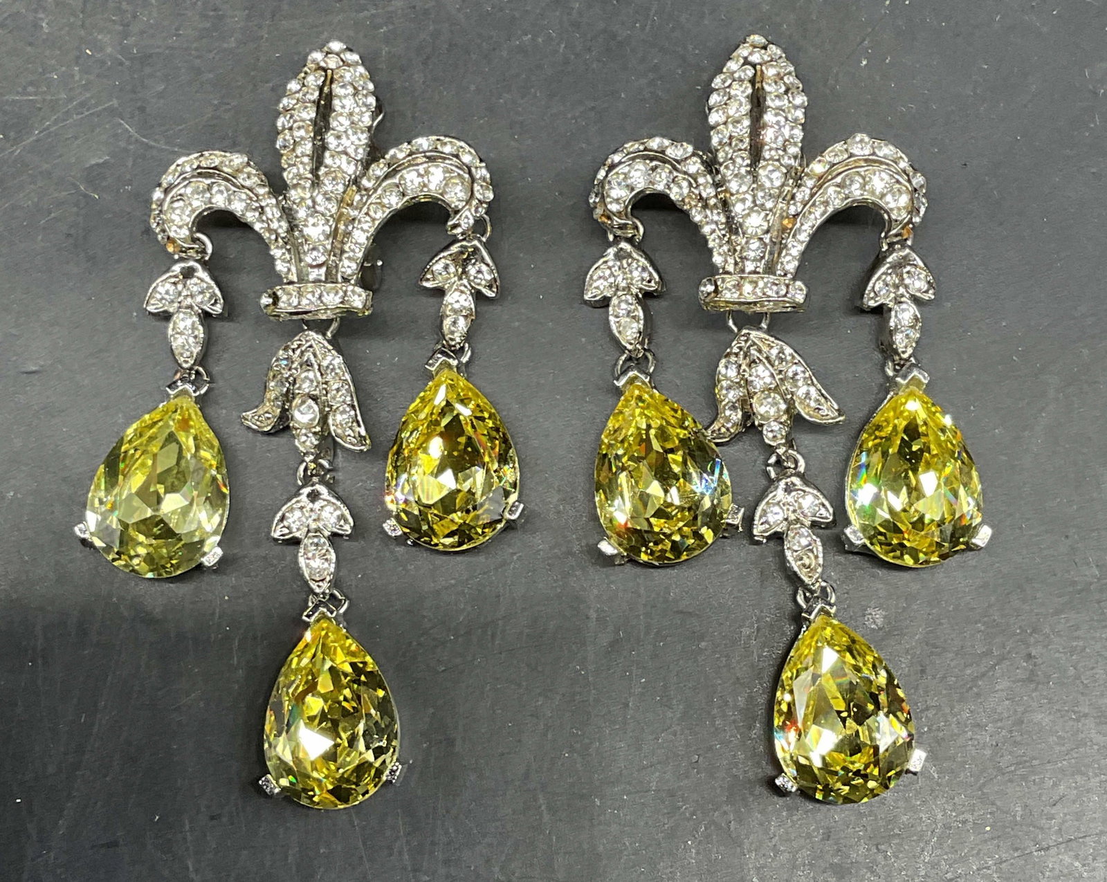 Vintage Crystal fleur de Lis Chandelier Earrings (1 of 6)