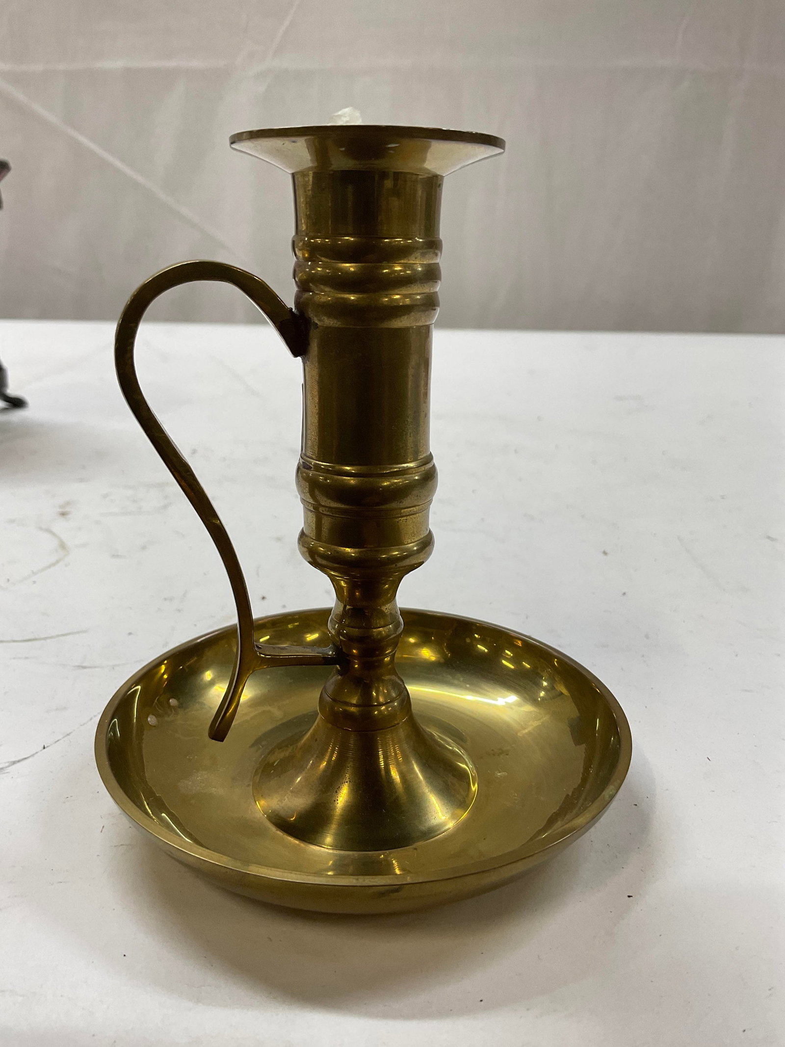 Brass Chamber Stick Candle Holder with Loop - 2