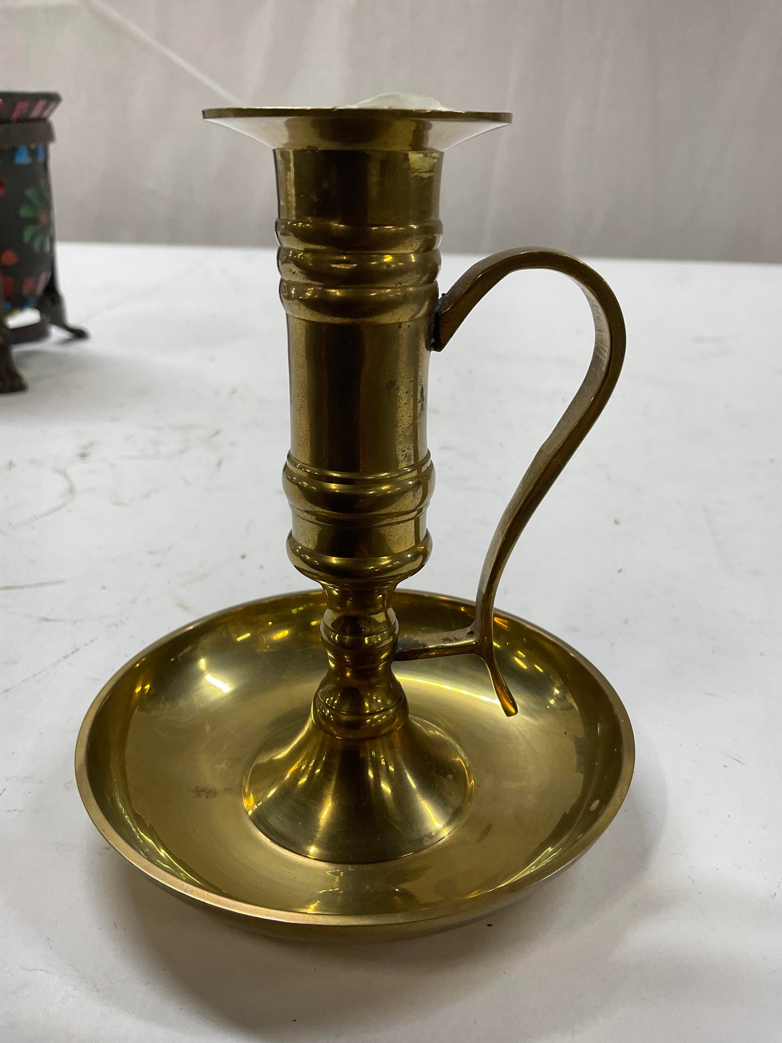 Brass Chamber Stick Candle Holder with Loop - 3