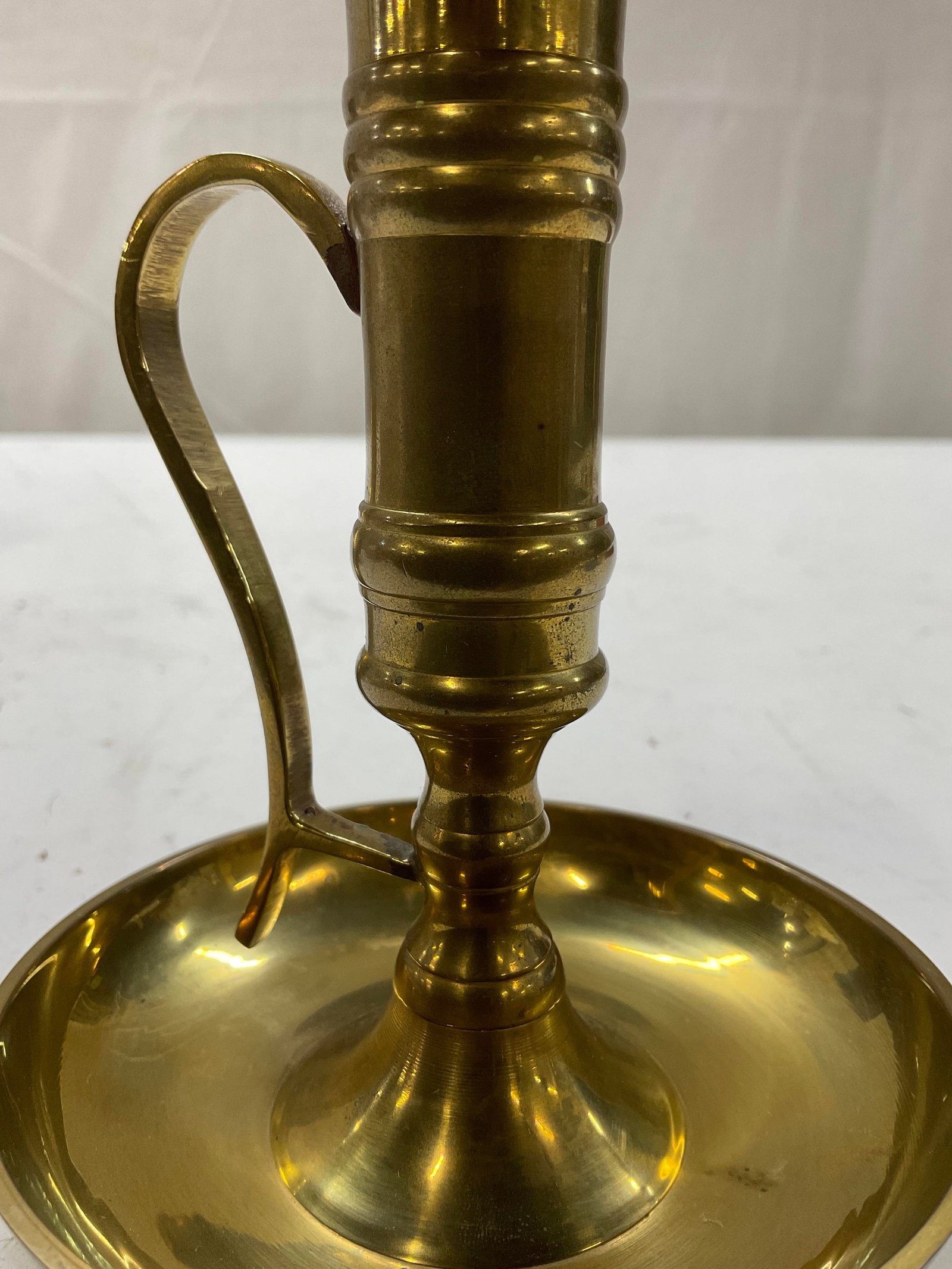 Brass Chamber Stick Candle Holder with Loop - 7