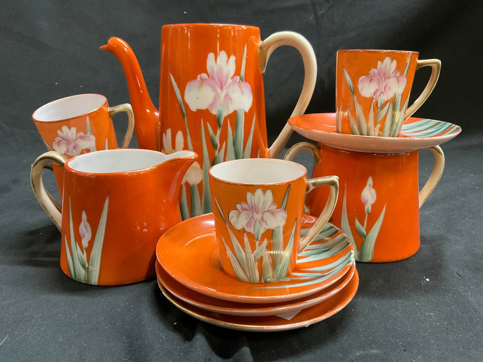 VTG Lusterware Orange Glaze Tea Set 11 pcs (1 of 7)