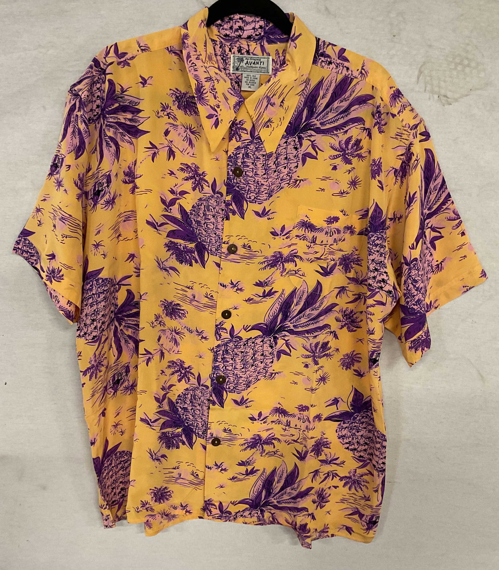 Avanti Yellow Short Sleeve Silk Hawaiian Shirt (1 of 6)