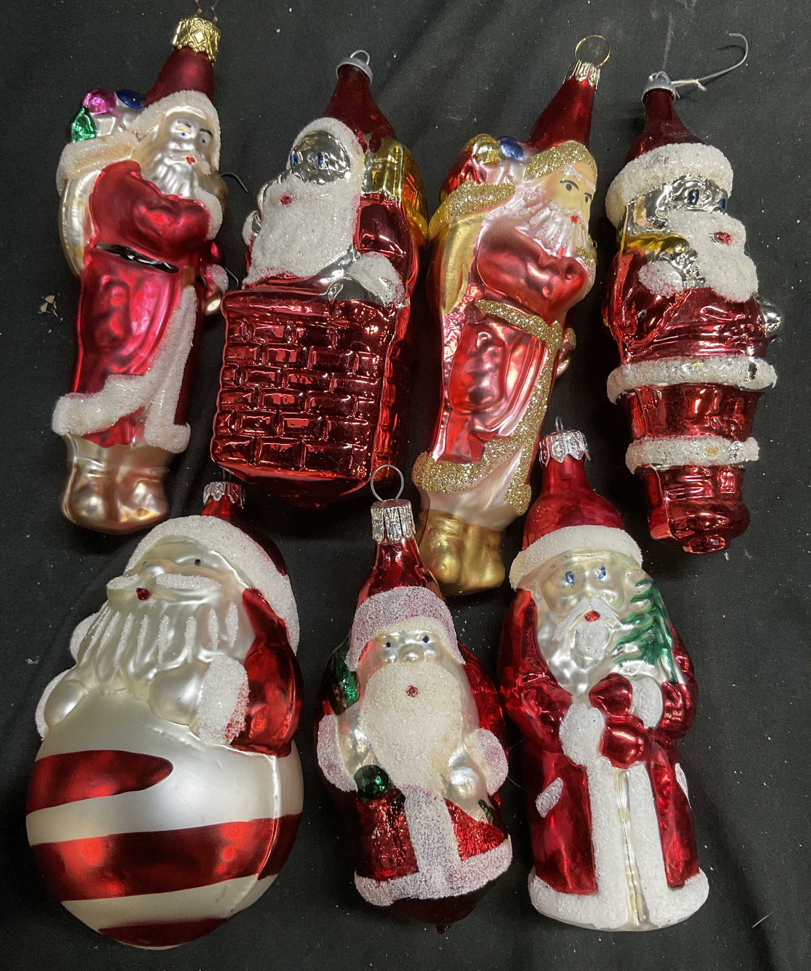 7 Vntg Glass Santa Clause Ornaments (1 of 9)