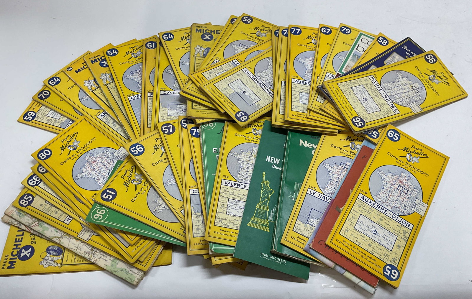 C1950s 40+ Michelin maps of Paris, France, and: Michelin tire promotional and give away maps circa 1950s and more of Paris, environs, France, regions and some of New York City, collectible street maps, Environs , most in French, collectible