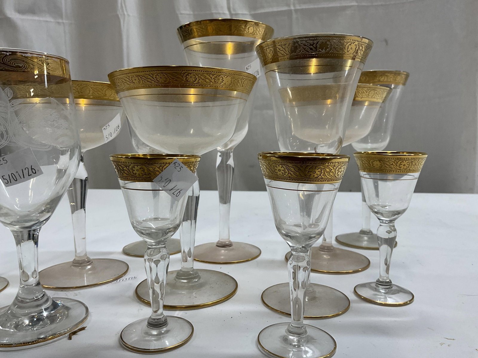 Mixed Set Gold Rimmed Stemware - 4