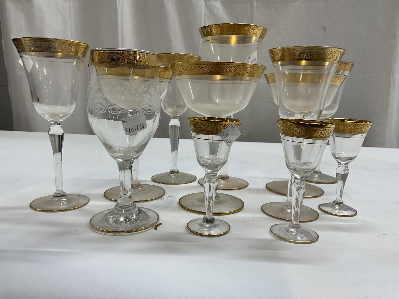 Mixed Set Gold Rimmed Stemware - 5
