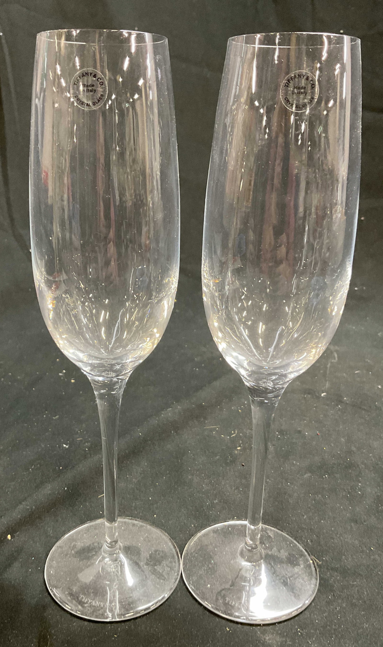 Pair Tiffany Crystal Champagne Flutes, Italy (1 of 7)