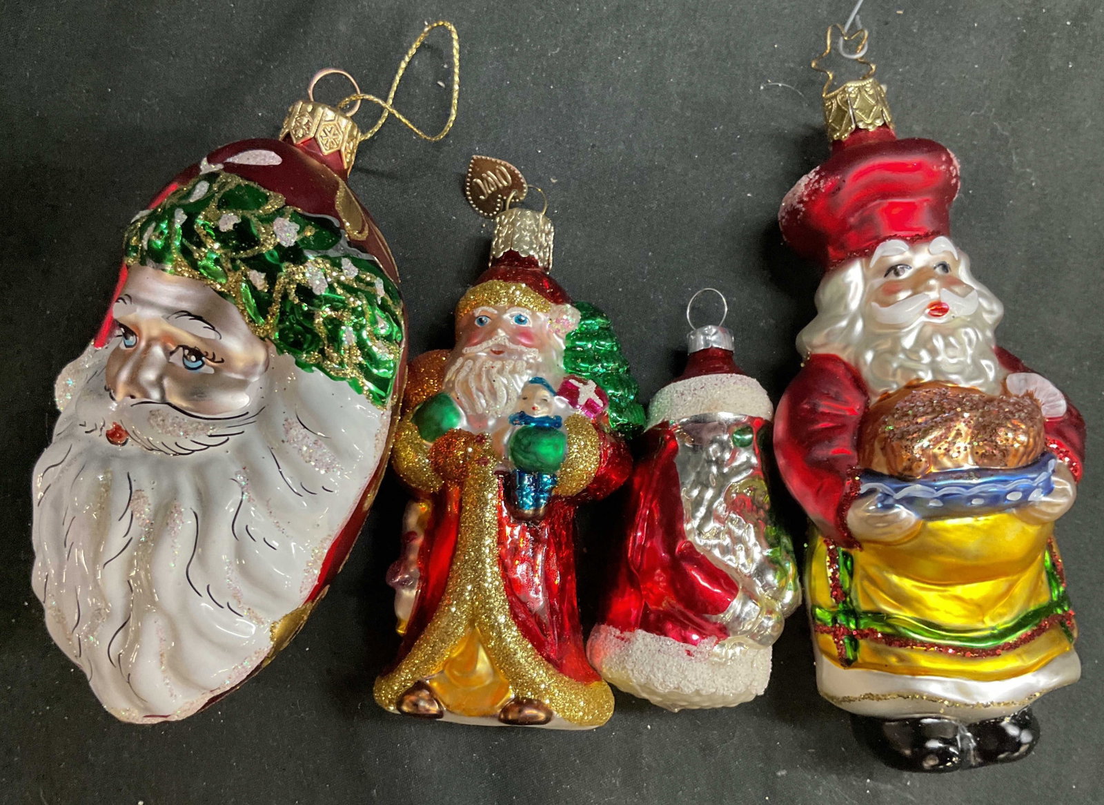 4 Vintage Blown Glass Santa Ornaments (1 of 7)