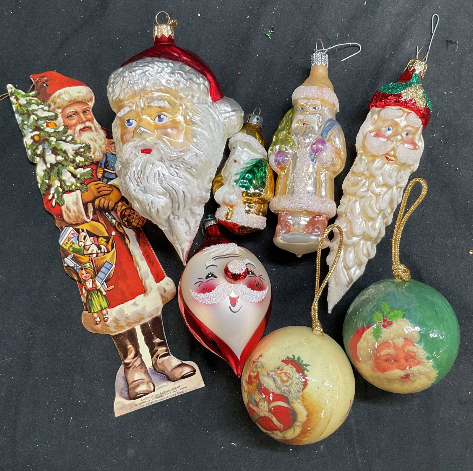 8 Vntg Santa ornaments Blown Glass and (1 of 17)