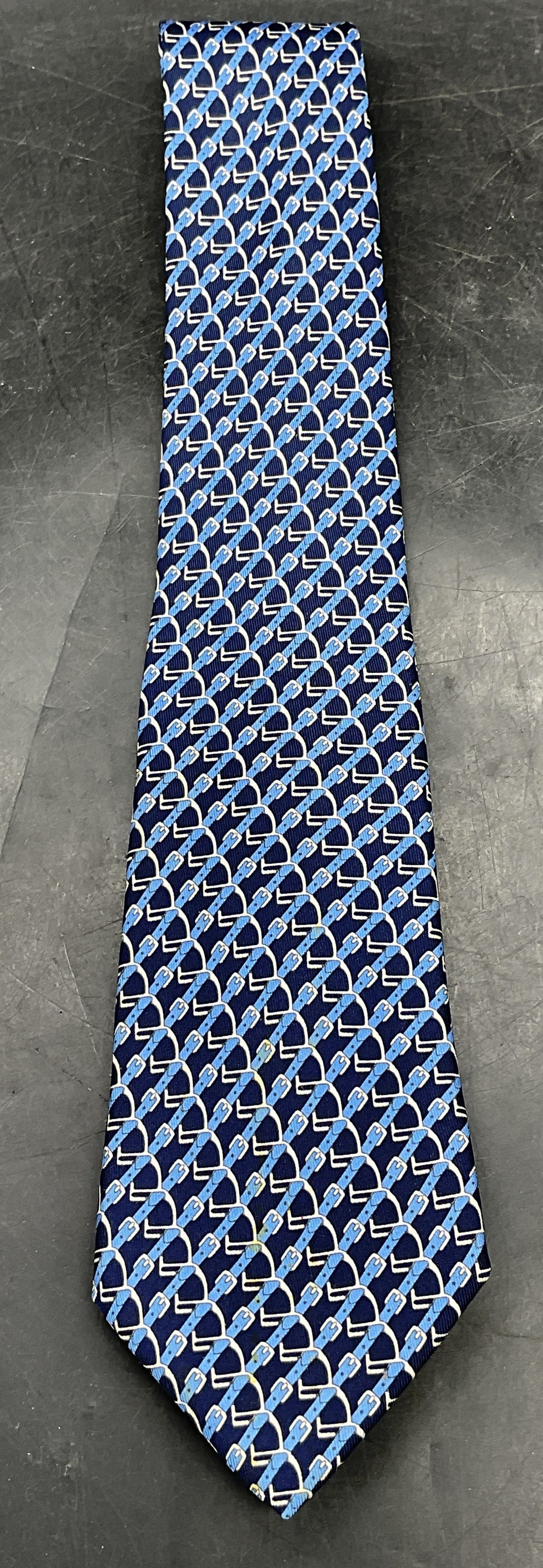 Hermes Blue Silk Horse Bit Tie, France (1 of 6)