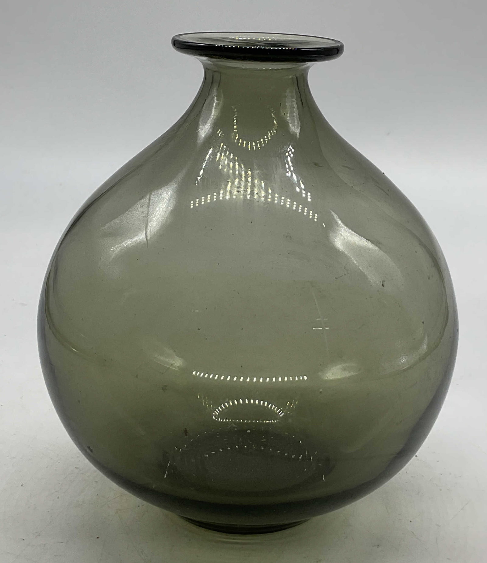 Plus Hand Blown Grey Bulb Art Glass Vase Norway (1 of 7)