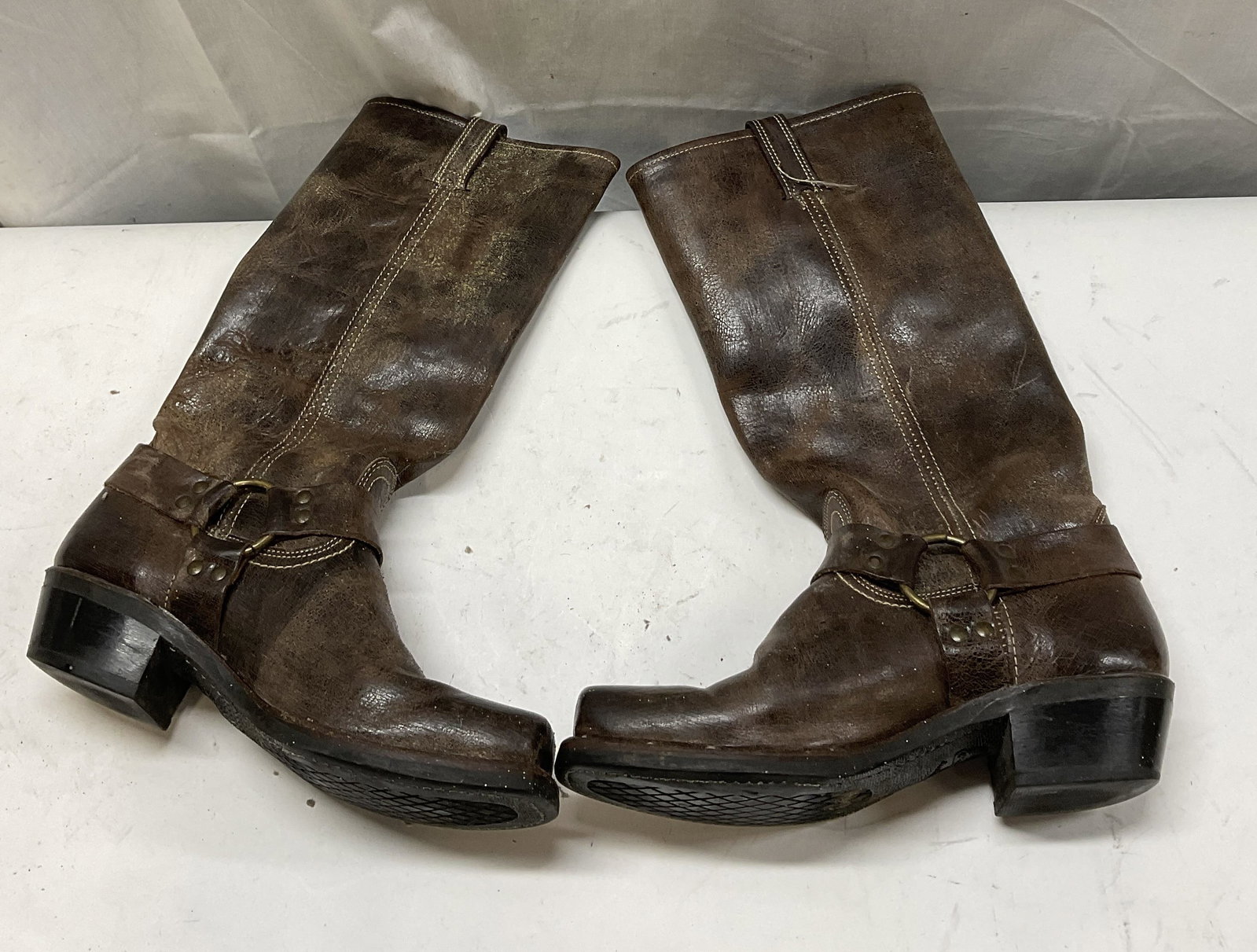 Frye Brown Leather Biker Boots (1 of 10)