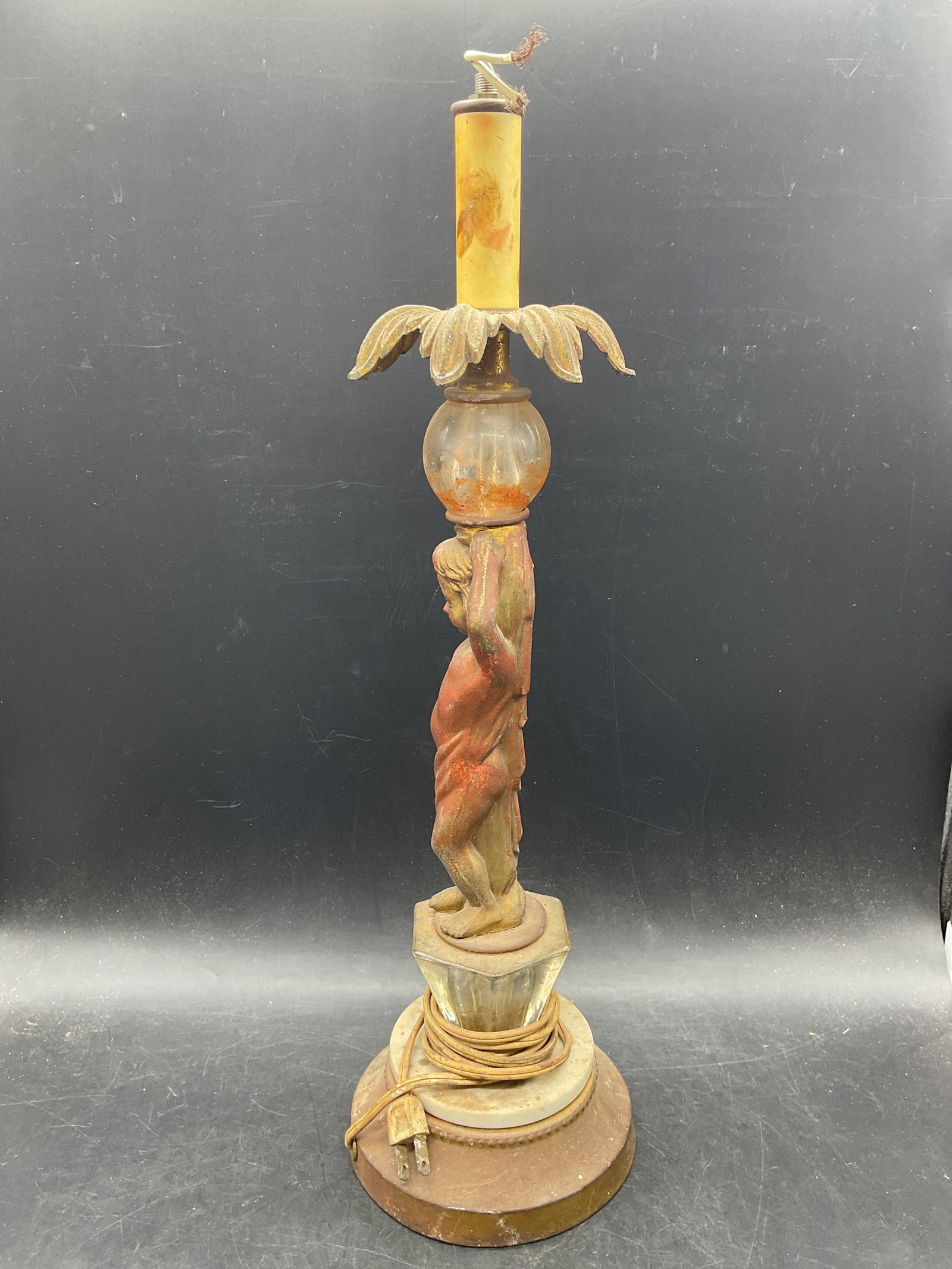 Heyco Classical Putto Cherub Candlestick Lamp - 5