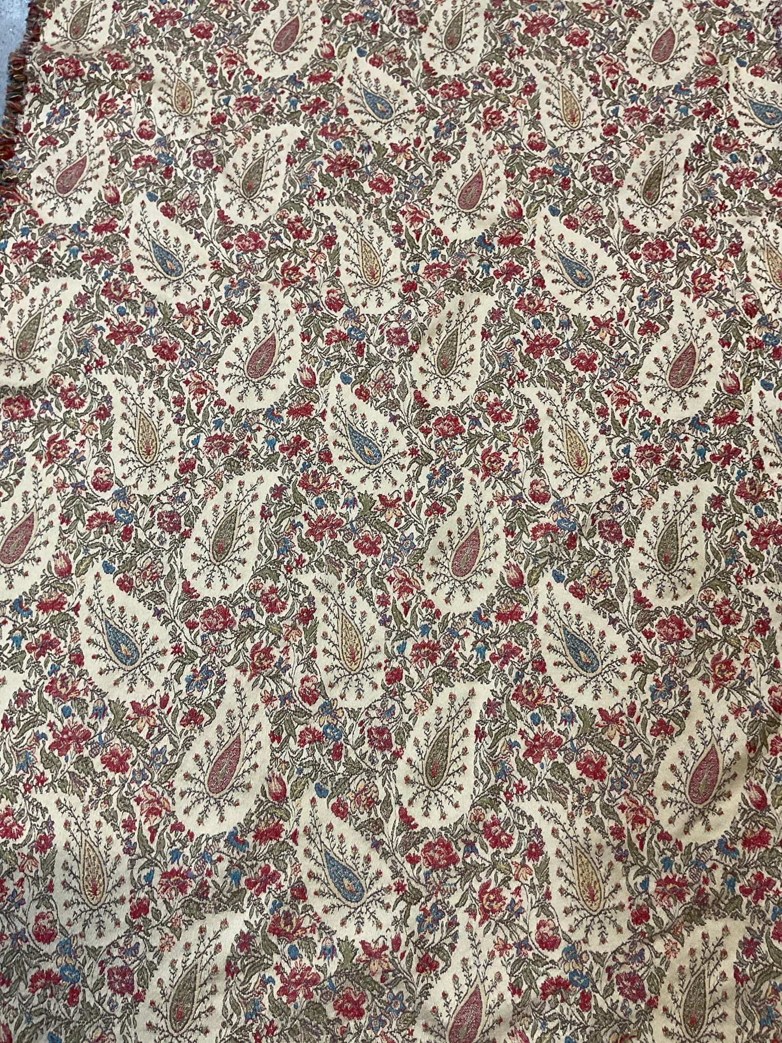 Large swatch of heavy silk paisley Fabric: Property of Manhattan interior designer estate, piece measures app 82 inches by 47 inches, bulk