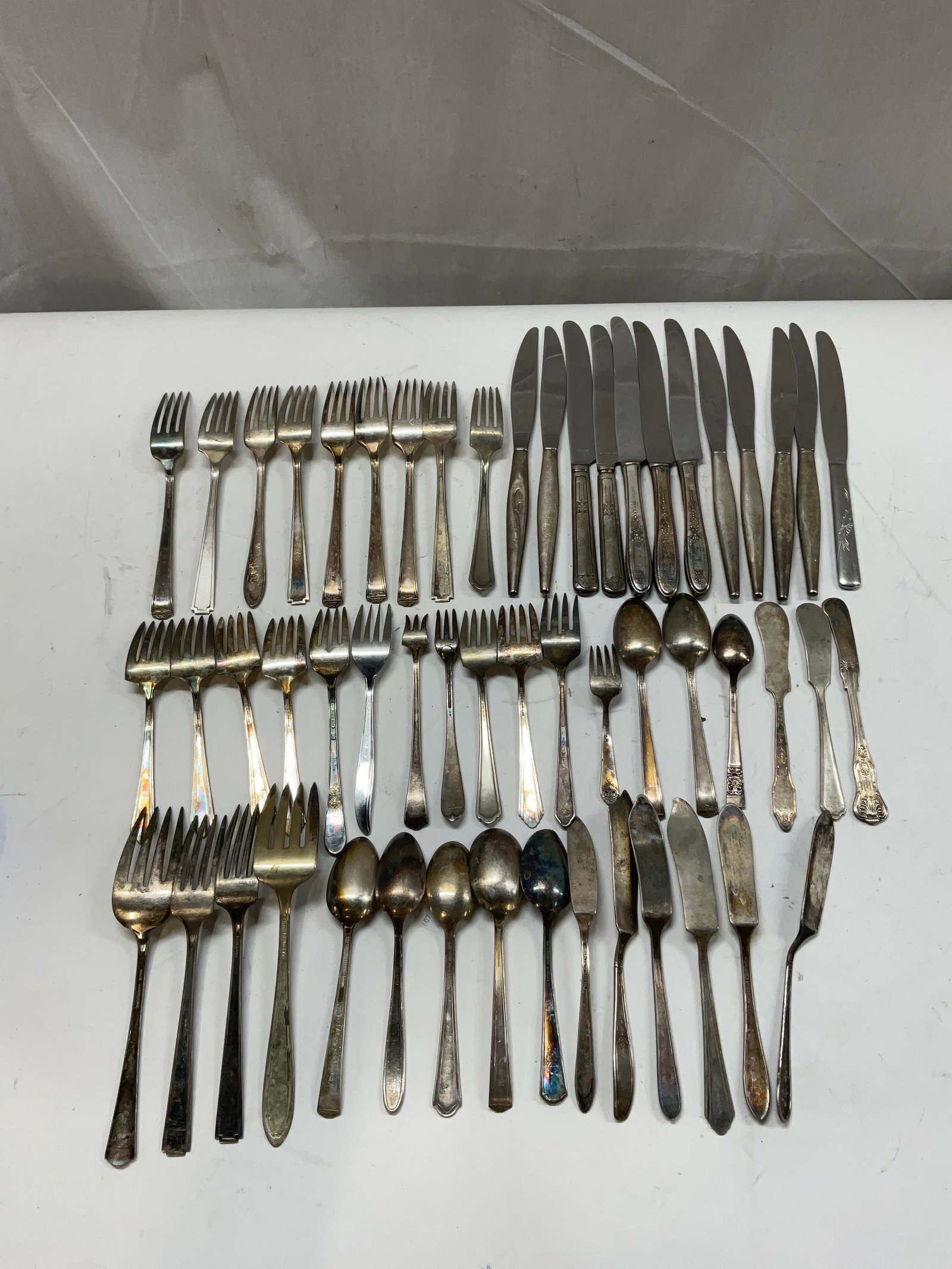 Lt 54 Vintage Silver-Plated+ Flatware - 12