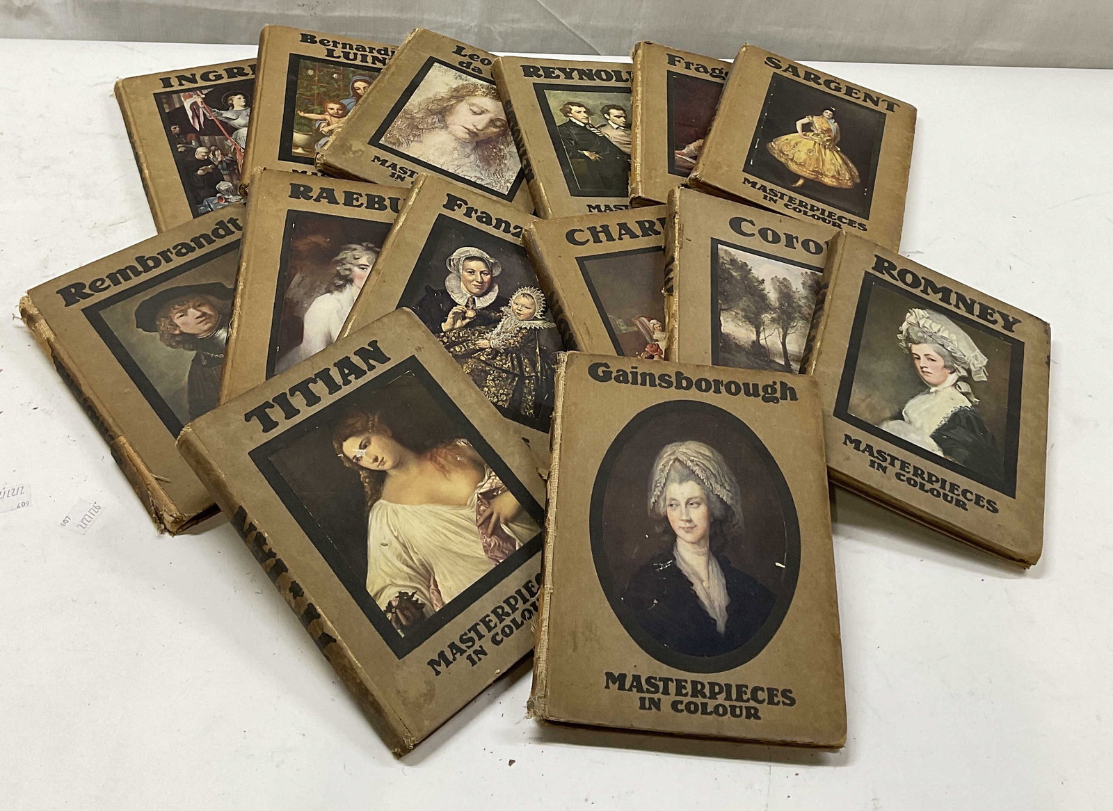 Lt 14 ANTQ Illus Masterpieces in Colour Books: 14 Antique 1900s Illustrated Masterpieces in Colour Artist Books. Features Reproductions of Famous Artwork. Various Authors. Edited by T. Leman Hare. Published by T.C. & E.C. Jack. Surface Wear to