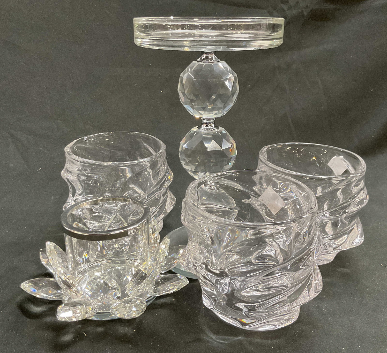 Group Heavy glass candle stick and bowls (1 of 9)