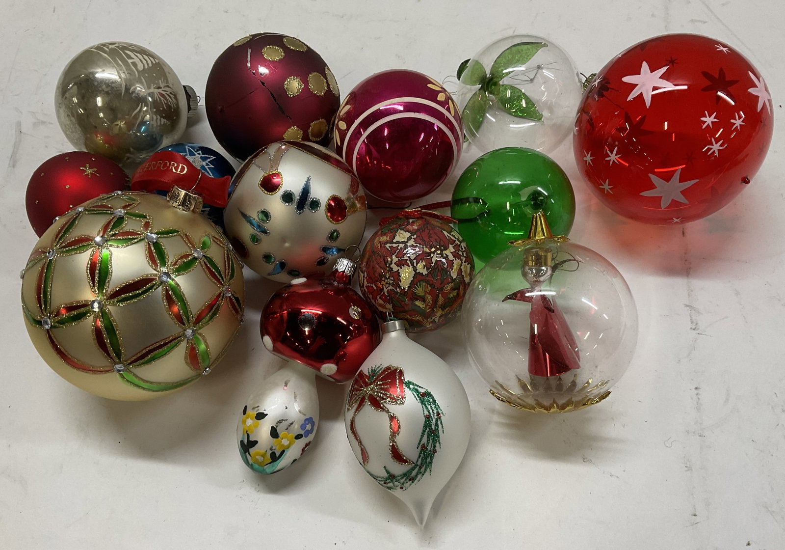 Lt 14 Vintage Glass Ball Ornaments Waterford+ (1 of 12)