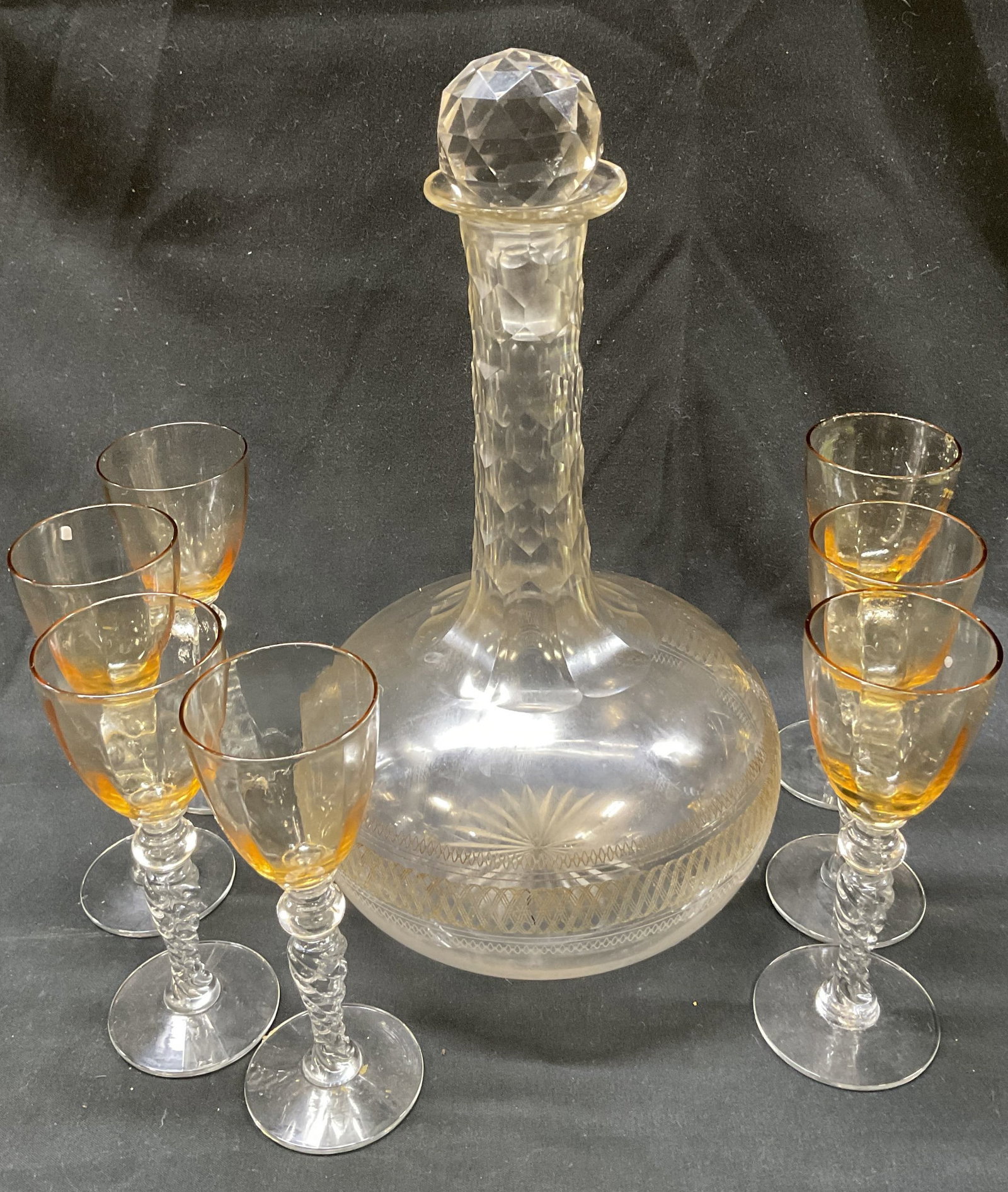 Lt 8 Glass Decanter and Amber Crystal Wine Glasses (1 of 11)