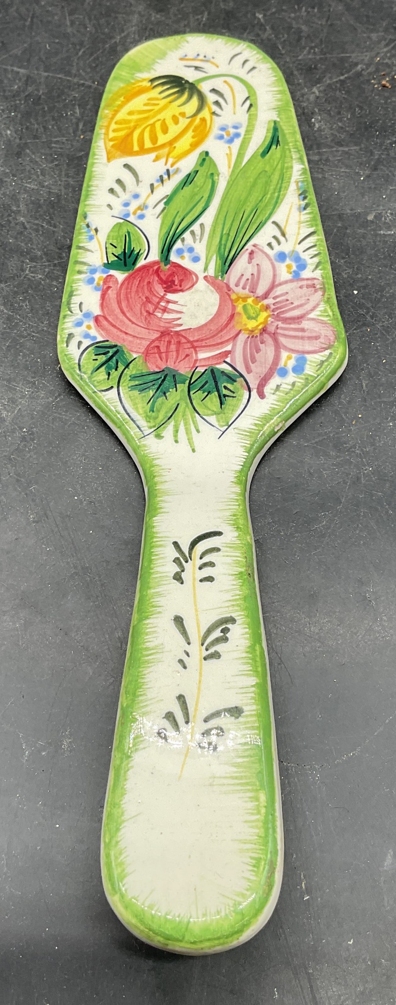 Vintage Floral Ceramic Cake Server, Italy (1 of 6)