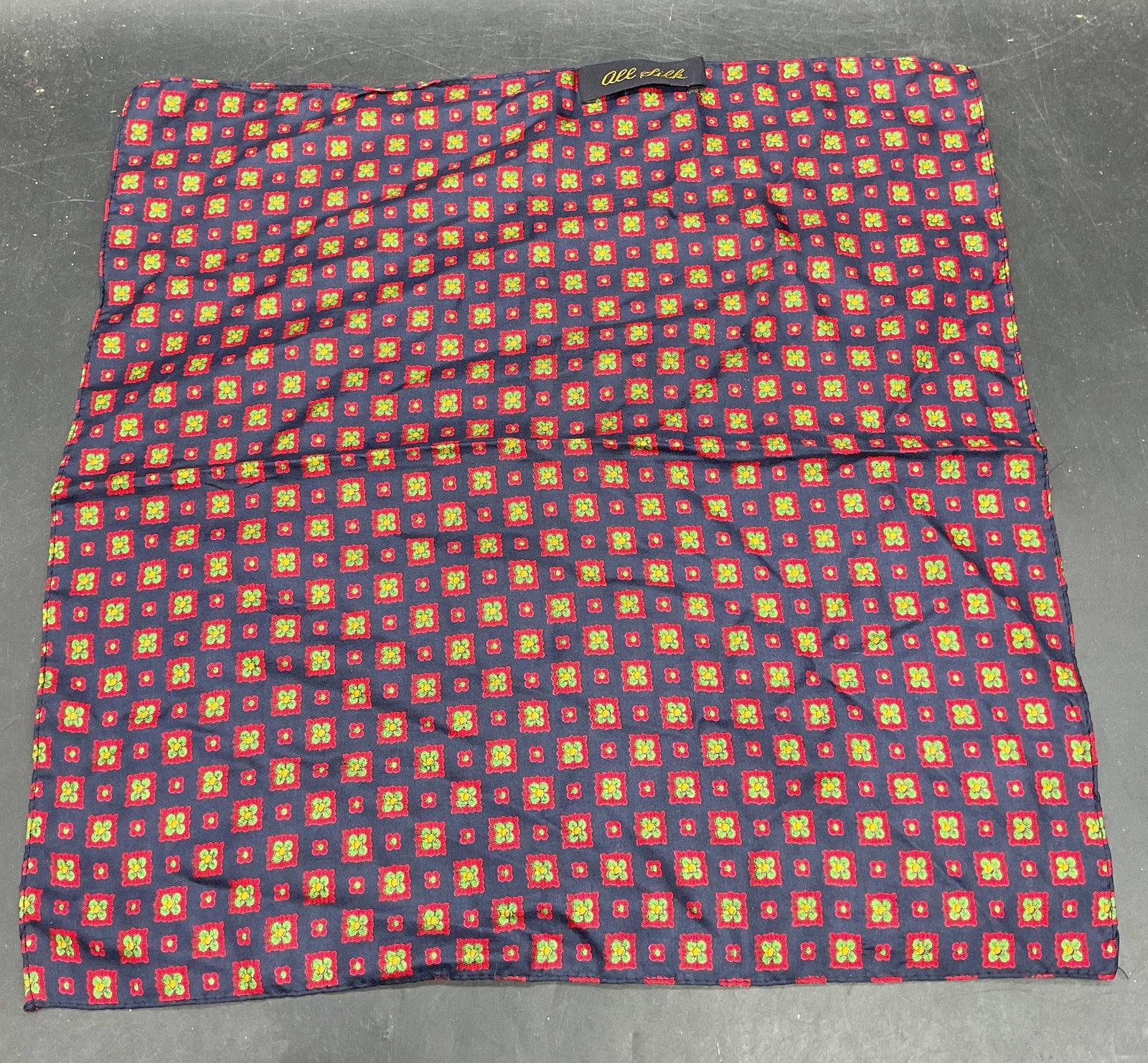 Vintage Blue Silk Floral Handkerchief (1 of 6)