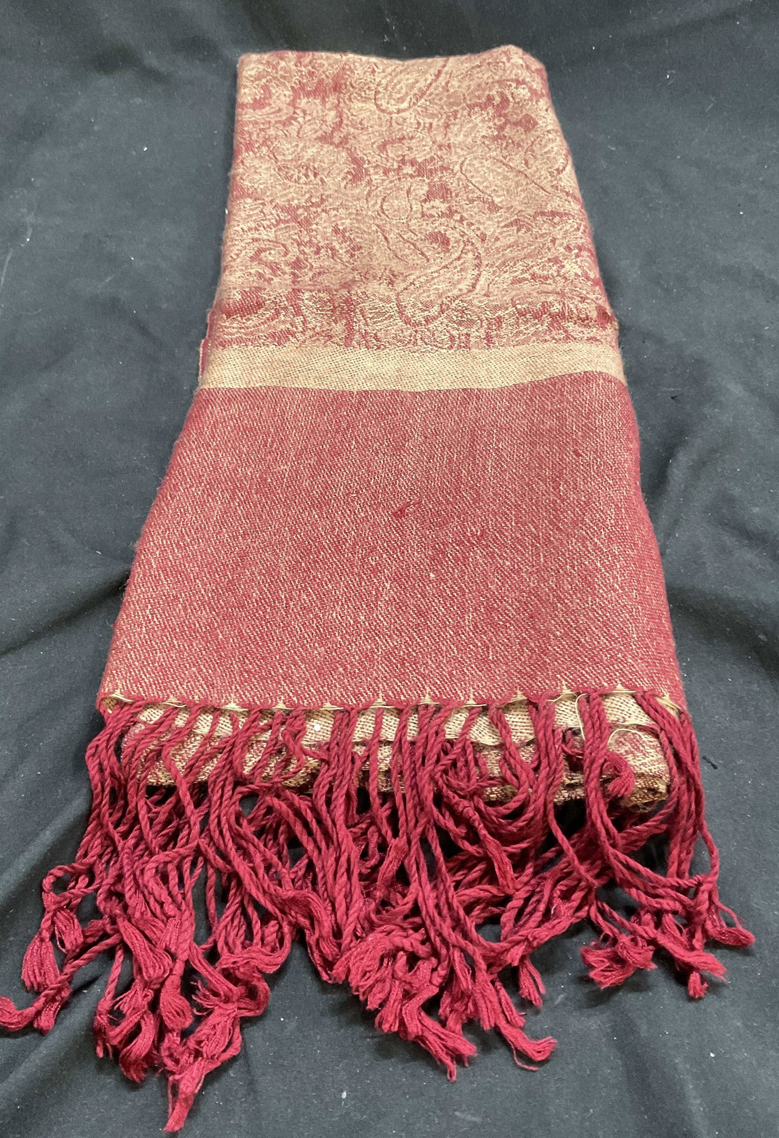Red & Beige Paisley Pattern Shawl (1 of 6)