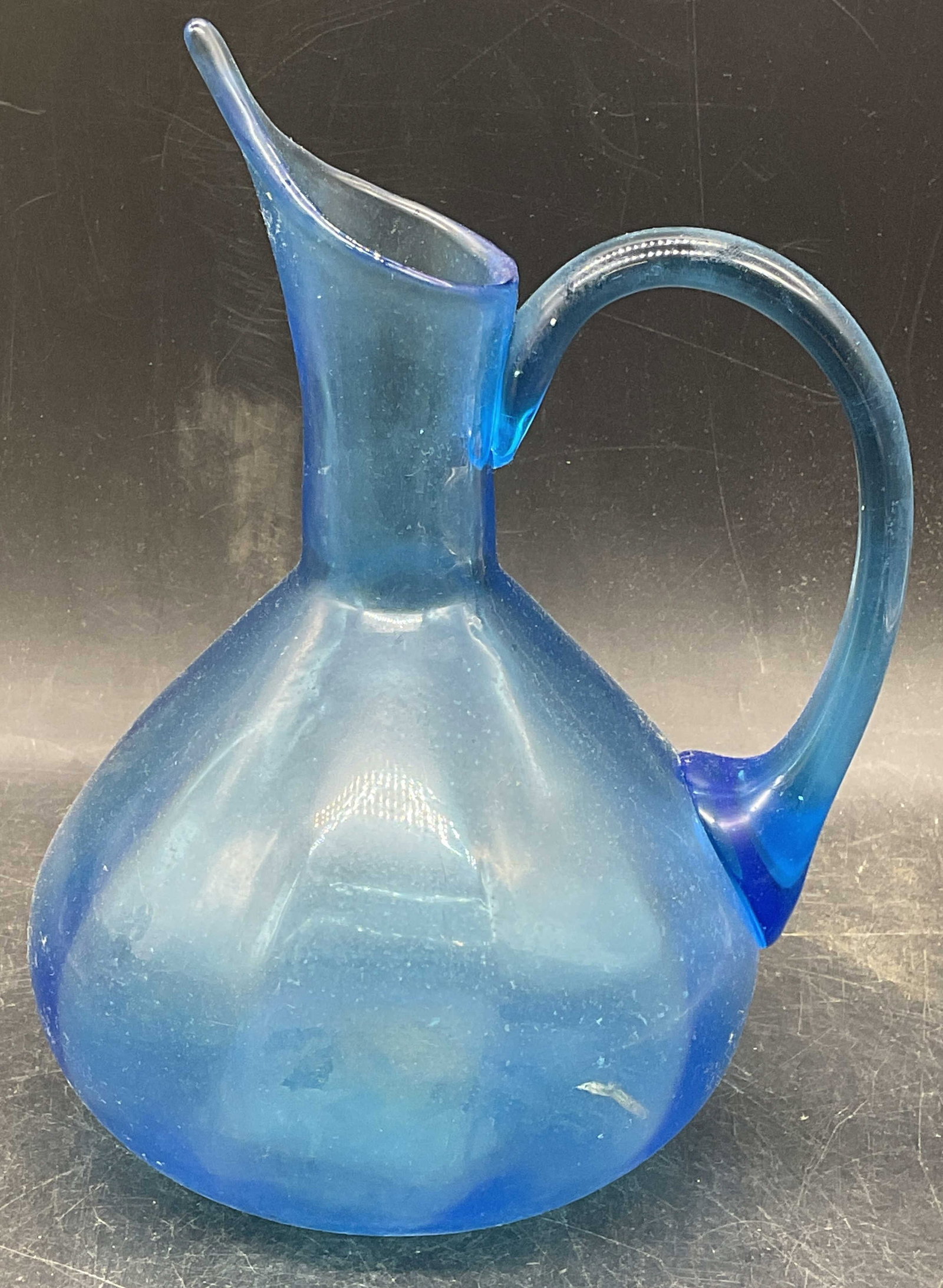 Hand Blown Blue Art Glass Pitcher (1 of 6)