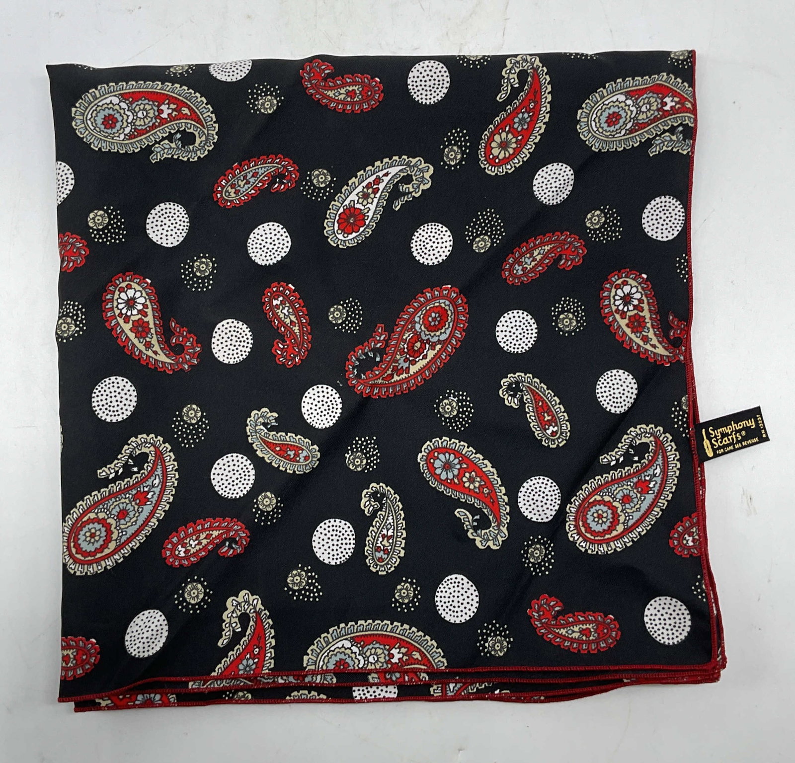 Symphony Scarfs Black Red Paisley Scarf (1 of 6)