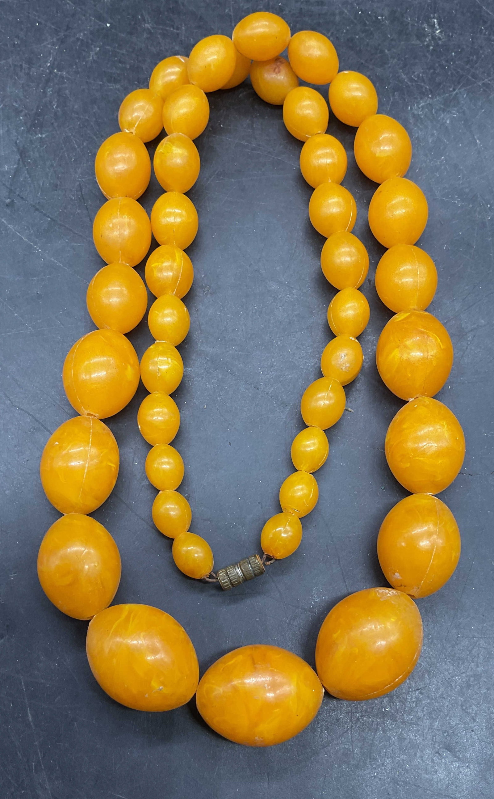 Vintage Faux Amber Chunky Beaded Necklace (1 of 6)