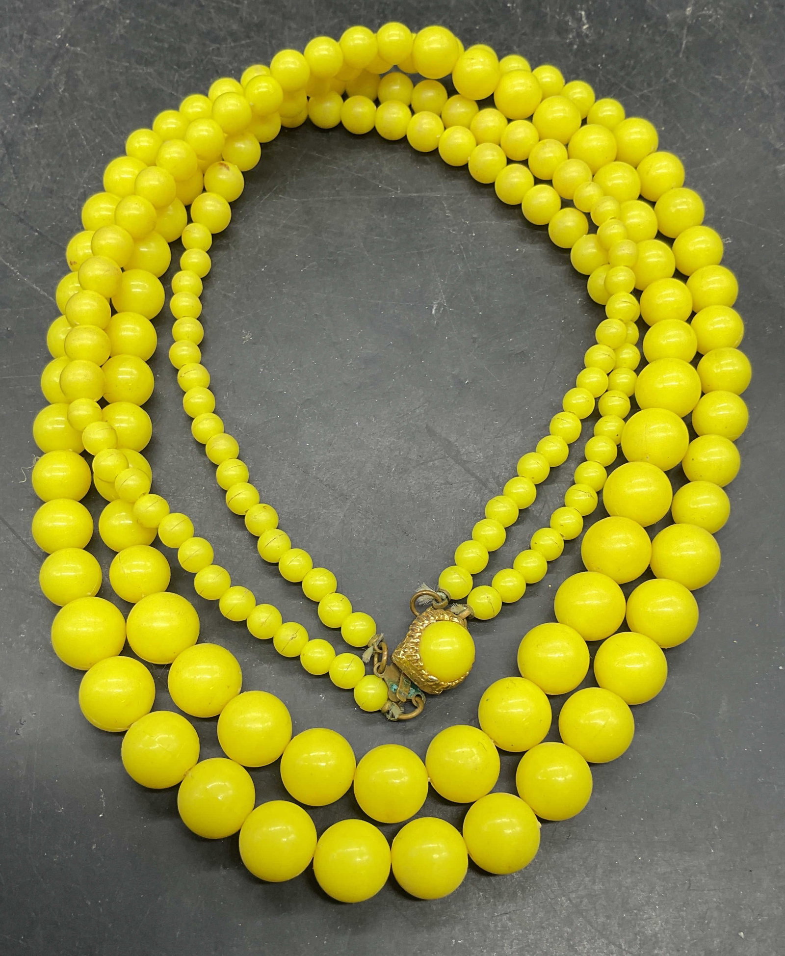 Vintage Yellow Beaded Double Strand Necklace (1 of 6)