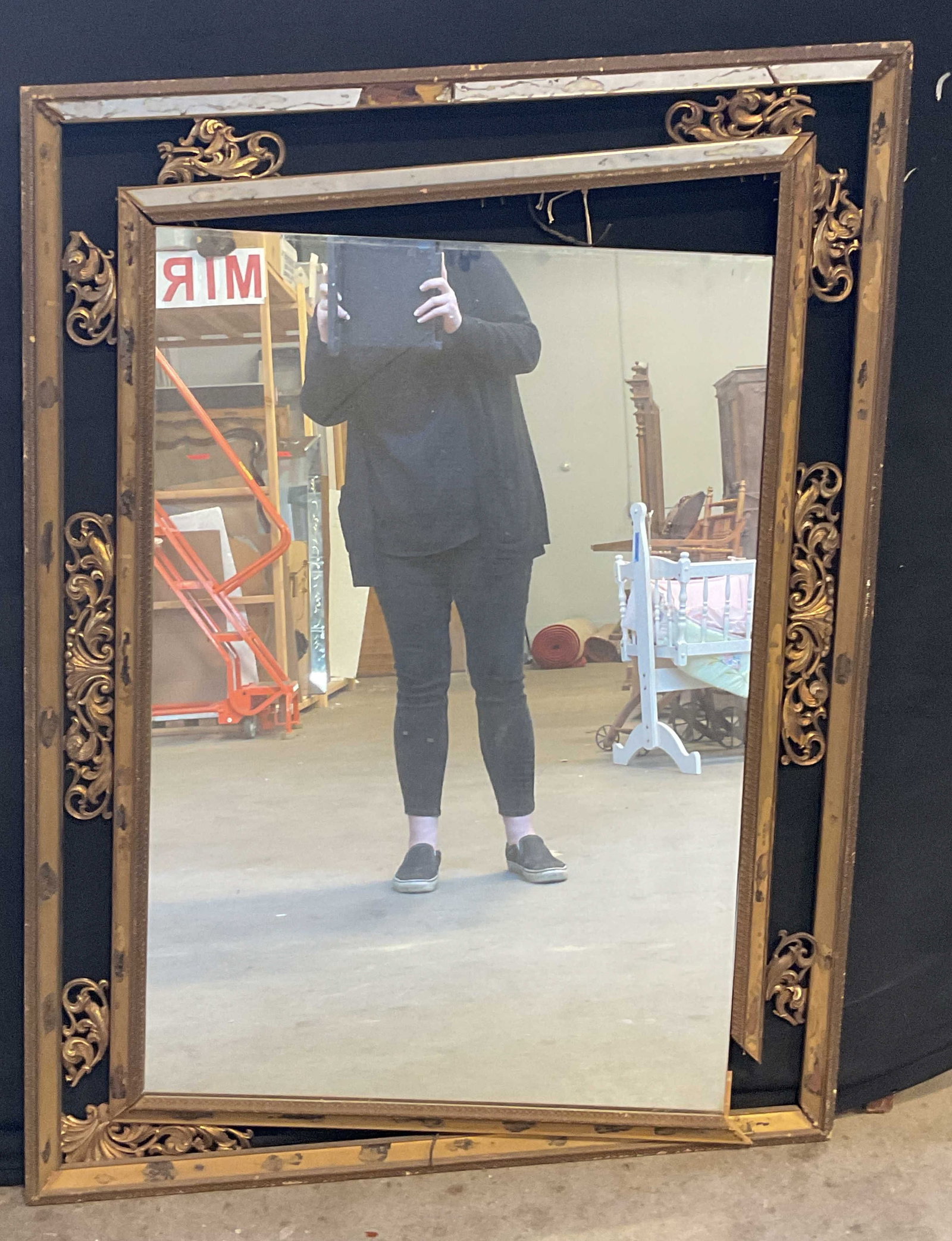 Vintage Ornate Scroll Gilt Wood Mirror (1 of 6)