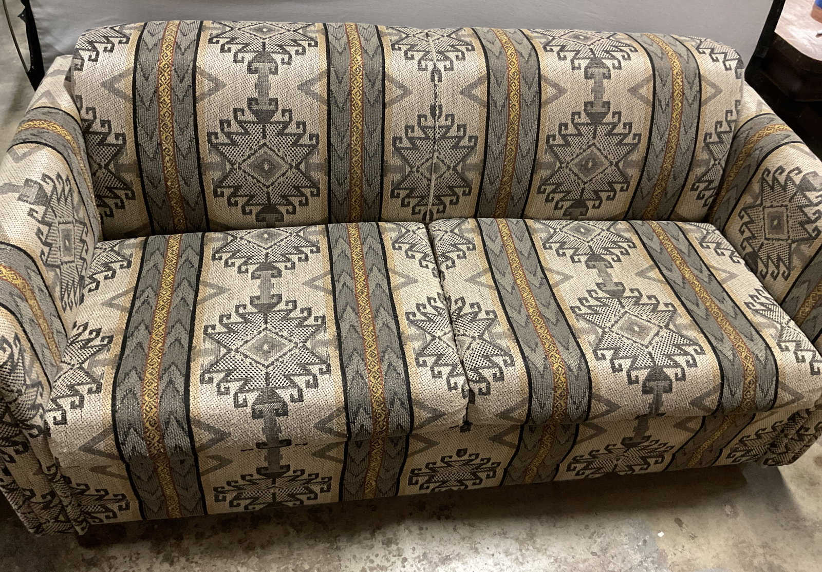 Vintage Upholstered Geometric Sofa Sleeper (1 of 9)