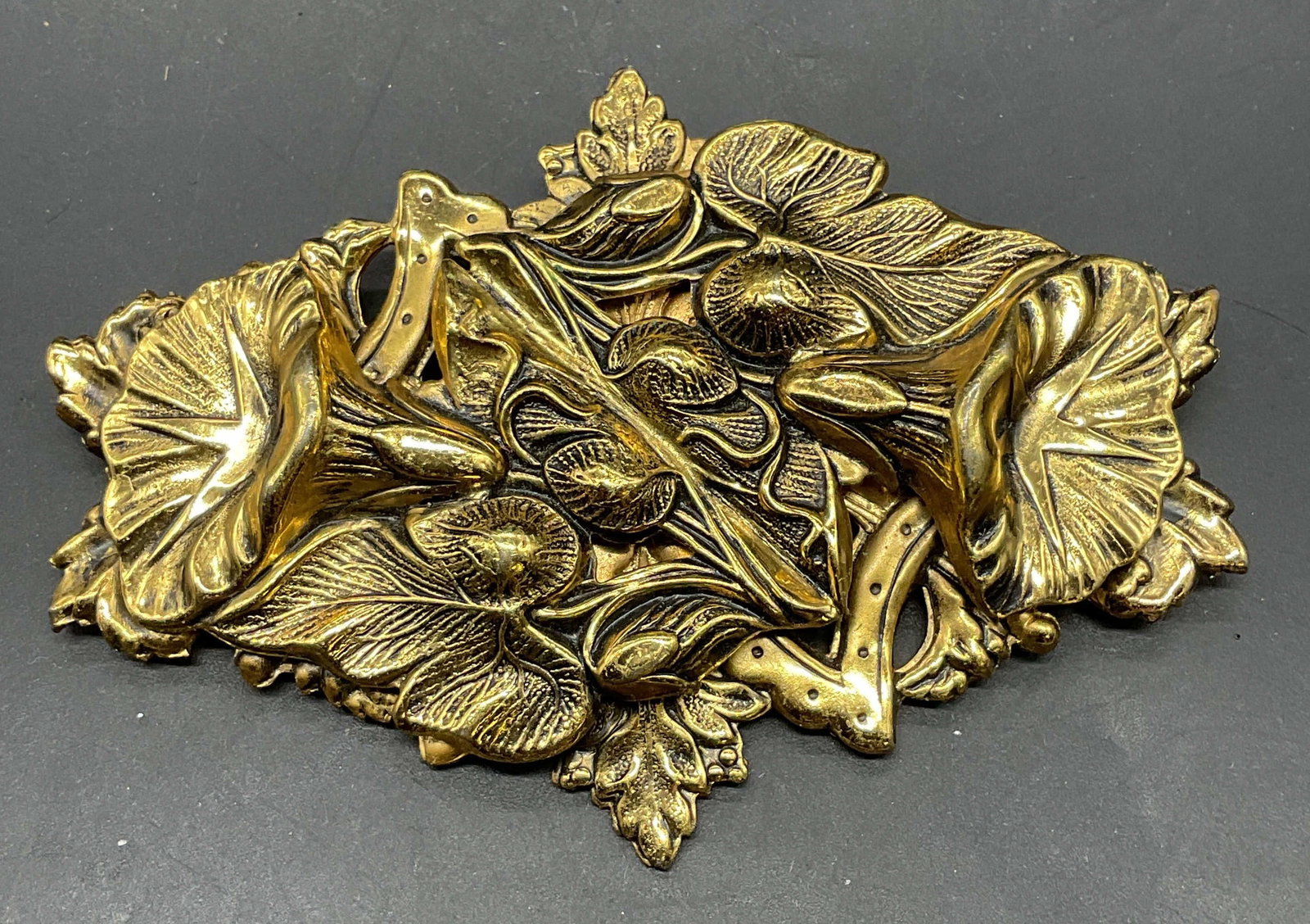 Gold Tone Flower Statement Brooch 3 inches (1 of 6)