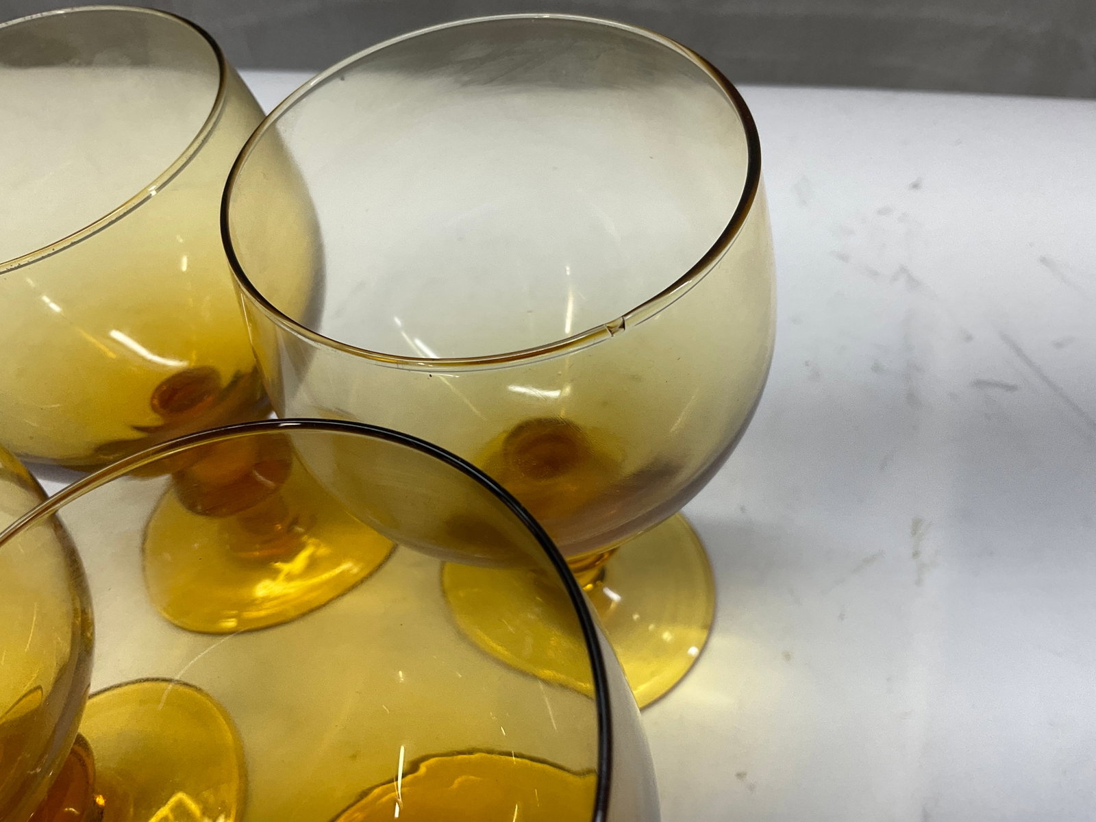 Lt 5 Vintage Amber Glass Goblets - 3