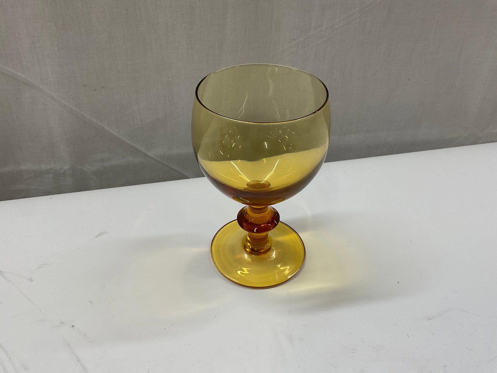 Lt 5 Vintage Amber Glass Goblets - 4
