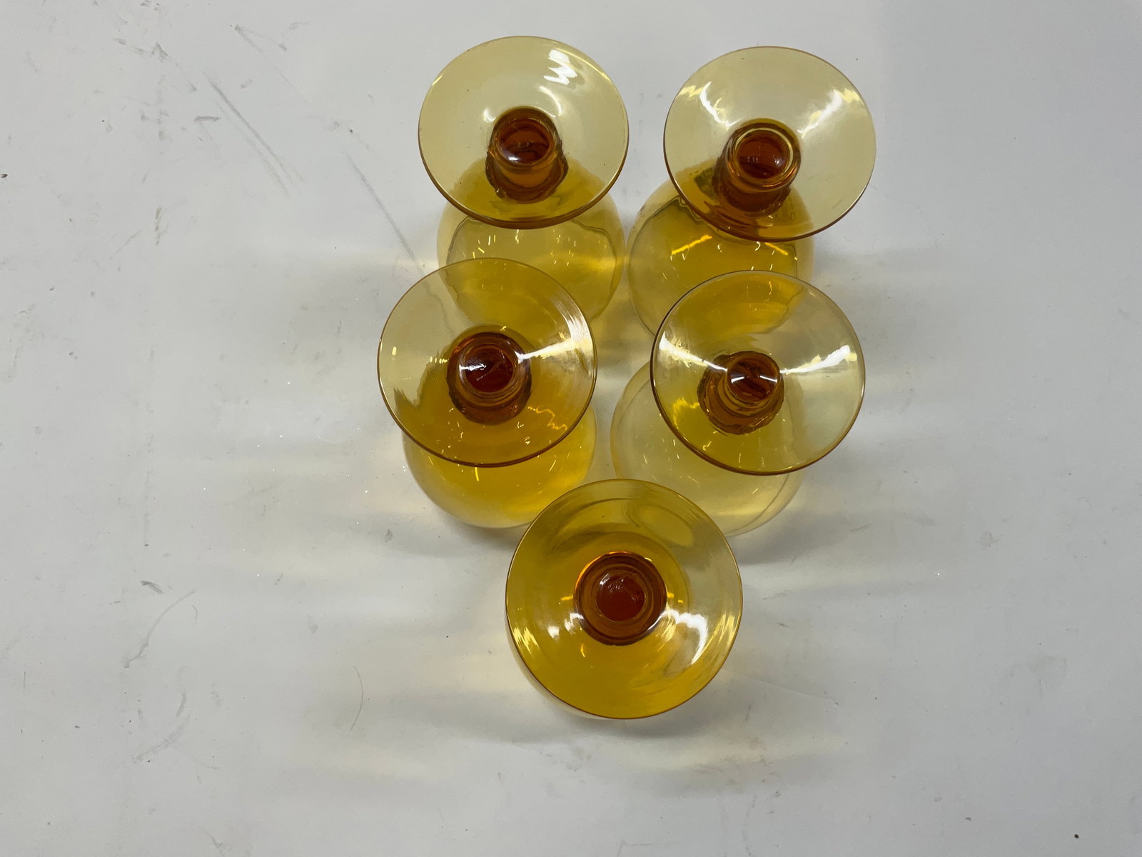 Lt 5 Vintage Amber Glass Goblets - 6