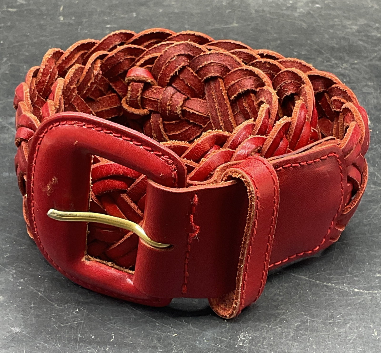 Anne Klein II Braided Red Leather Belt (1 of 6)