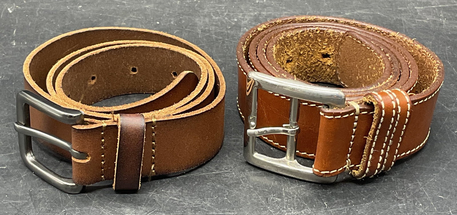 Lot 2 Timberland + Brown Leather Belts (1 of 7)