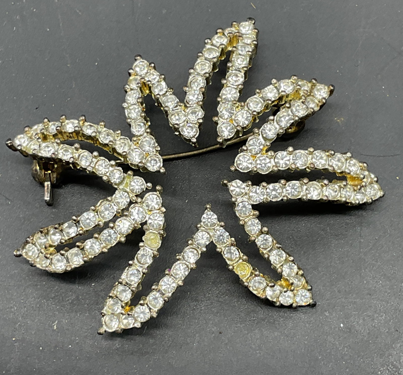 Vintage Silver Tone Crystal Starburst Brooch (1 of 6)