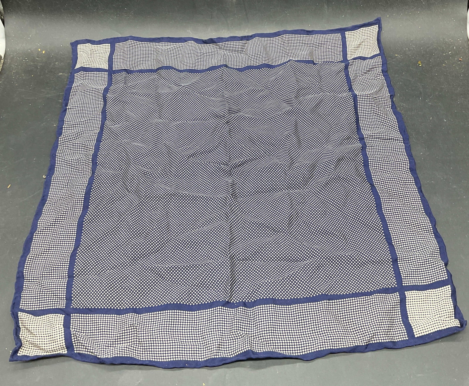 Blue & Grey Dot Print Silk Scarf (1 of 6)