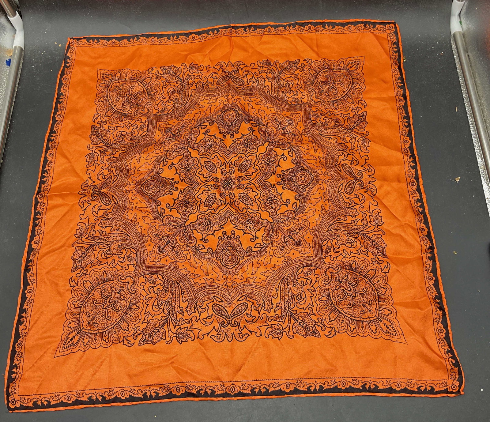 Vintage Orange Ornate Scroll Print Silk Scarf (1 of 6)