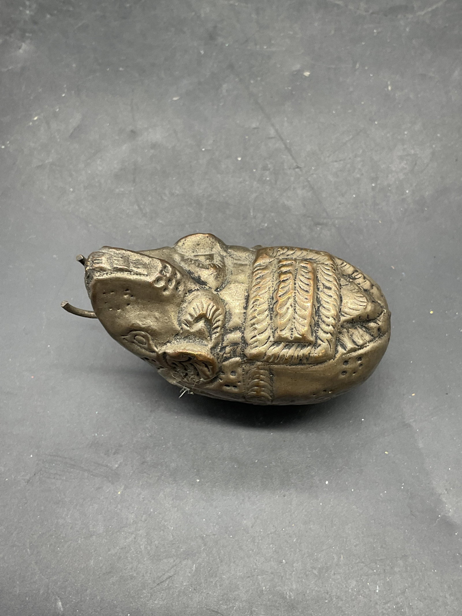 Silver Tone Elephant Repousse Trinket Box - 2