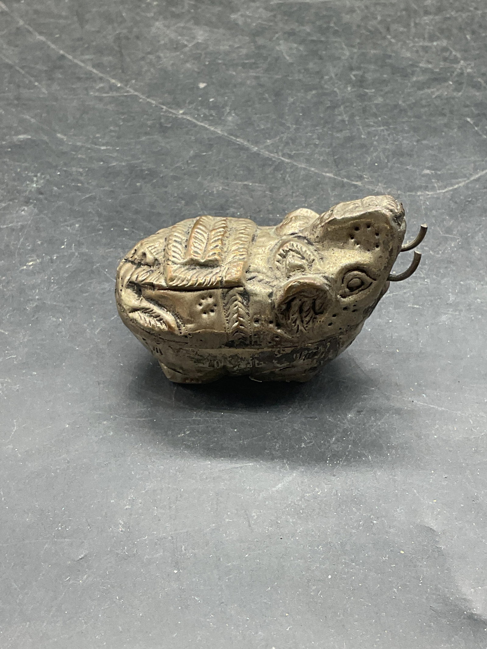 Silver Tone Elephant Repousse Trinket Box - 4