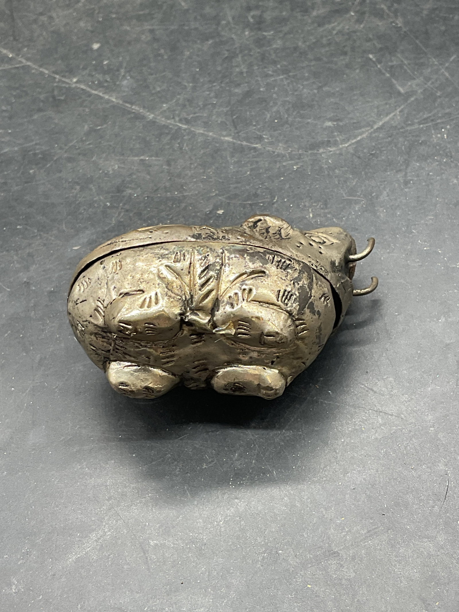 Silver Tone Elephant Repousse Trinket Box - 6